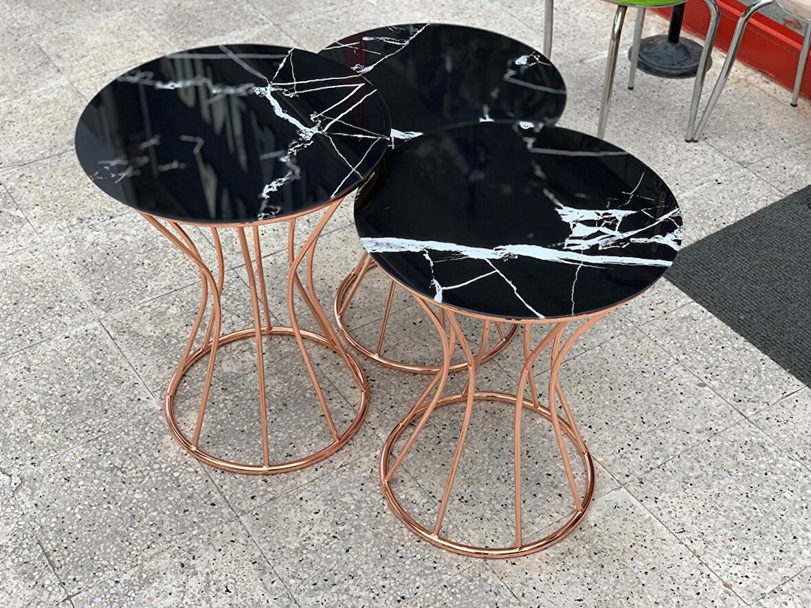 Brc KUM SAATİ ZİGON SİYAH Mermer Desen Metal transmisyon Çelik ROSE Renk Kaplama EL Yapım