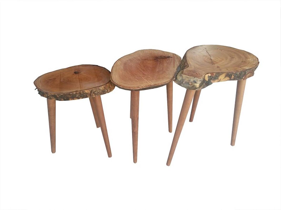 Zigon Sehpa Kütük Kesme Ağaç Model Kayın retro ayak Tik Boya El yapım