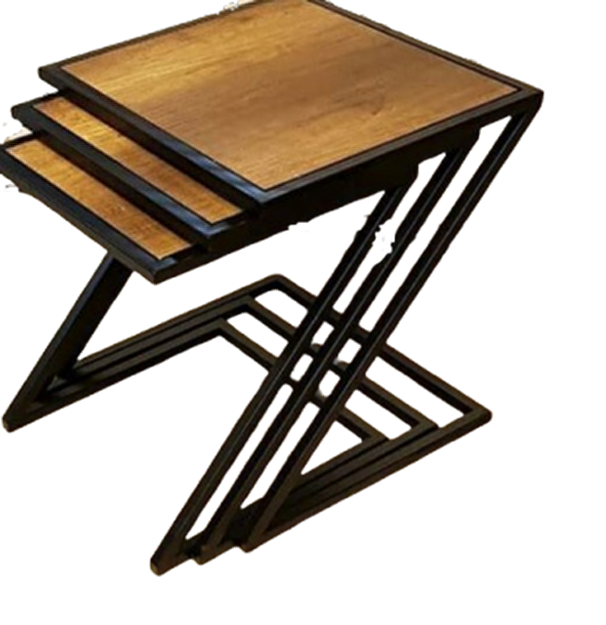 Bengi Zigon ZLF 3LÜ Z Model Metal Transmisyon çelik Siyah fırın boya MDF Ceviz tabla El Yapım