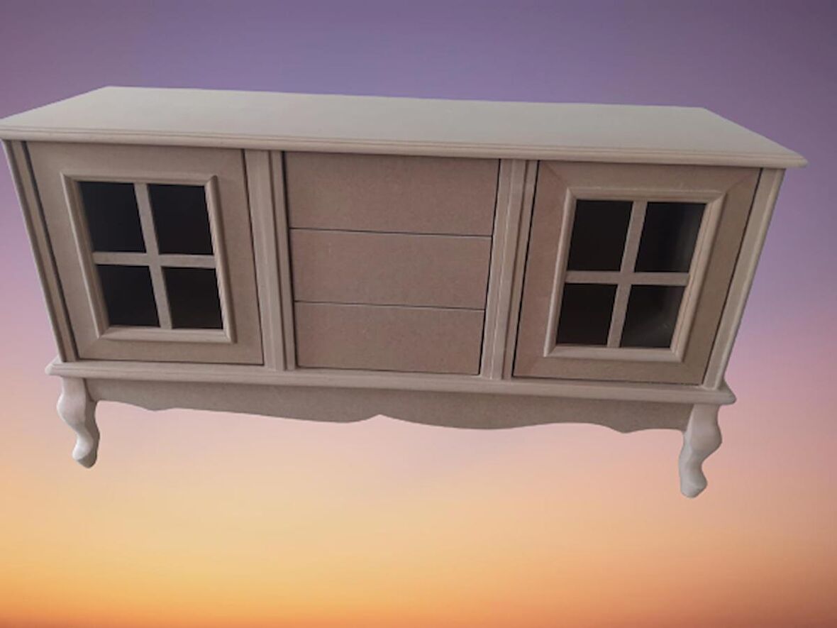 Tv Sehpası Windovs Nakış Model  Kayın Torna AVANGART ASLAN Ayak HAM Renk 125 cm El Yapım