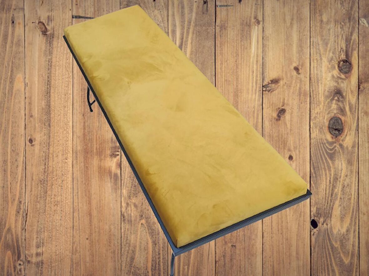 Sandalye BENC PENYEZ Klasik Model Metal Çelik Siyah fırın Siyah Boya Hardal Balkon-Bahçe El yapım