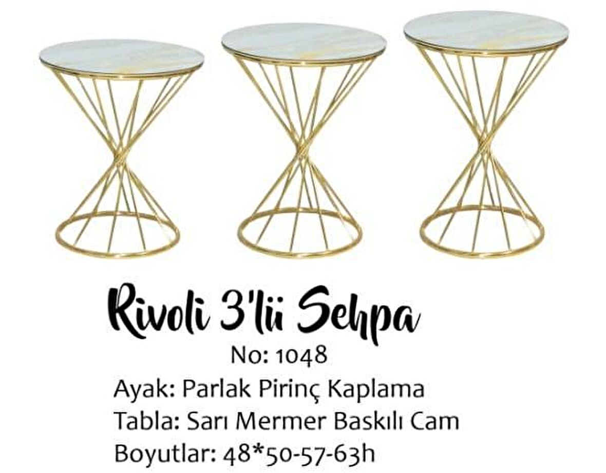 Bengi Zigon Brc RİVOLİ model Beyaz mermer Kırılmaz cam Transmisyon Metal Gold kaplama  El Yapımı