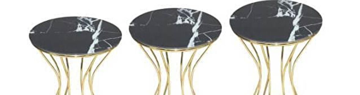 Bengi Brc KUMSAAT Model Zigon  ŞIK Siyah Mermer Temper Cam Metal Transmisyon Çelik GOLD Renk Kaplam El Yapım