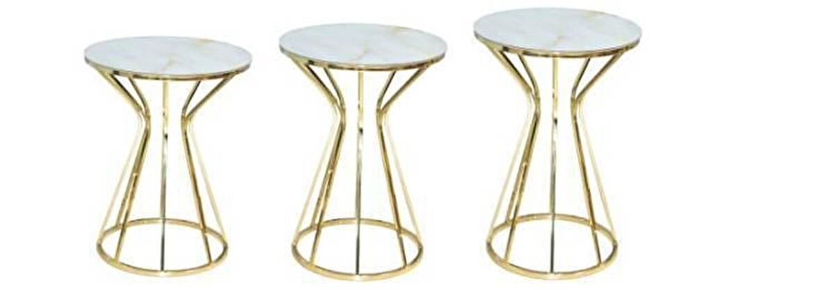Bengi Brc CADDE Zigon Model Sarı Mermer Temper CAM Metal Çelik Gold Renk Kaplama  KUTUDA sevk El Yapım