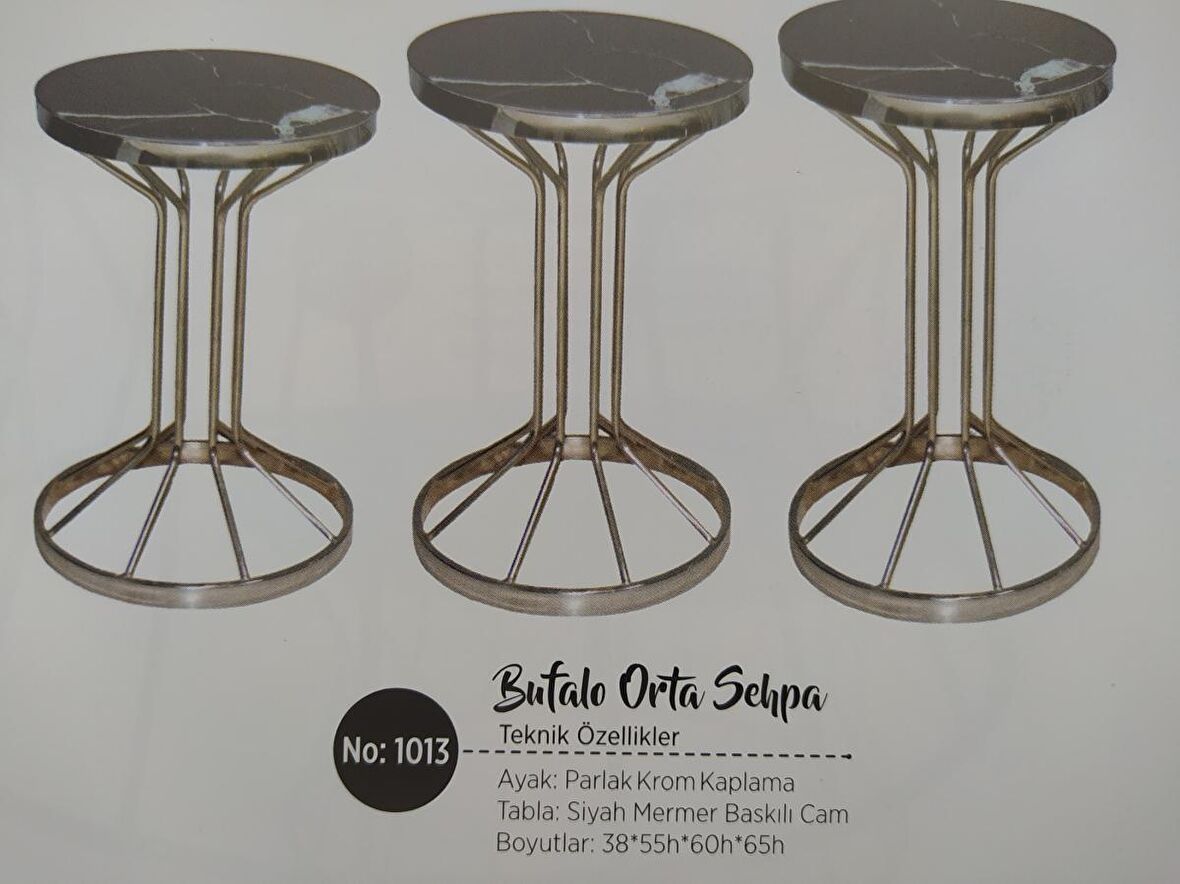 Bengi Brc Bufalo Zigon Model Siyah Mermer Temper cam Metal Transmisyon Gümüş Renk Kaplam El Yapım
