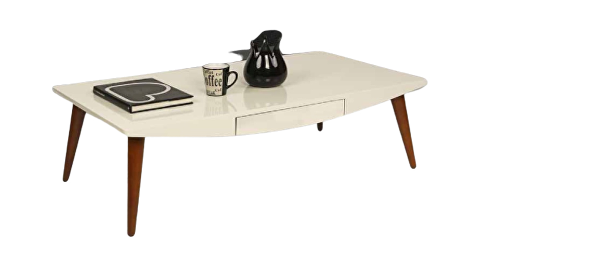 Bengi Orta Sehpa OSM ÇEKMECE Model Parlak Ceviz Krem Kayın torna aslan ayak Kutu da sevk El Yapım