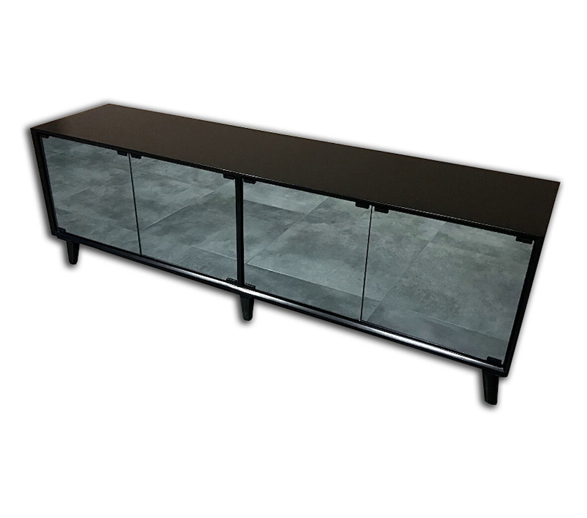 TV Sehpa ST 17959 Modern Konik Ayna Parlak Gri modern Kayın retro ayak El yapım