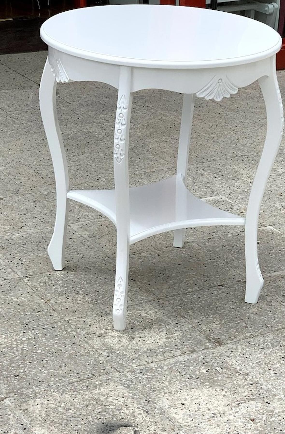 Fiskos 18023 ST Oyma Klasik Parlak Mdf tablama Kayın ayak Parlak Beyaz EL yapım