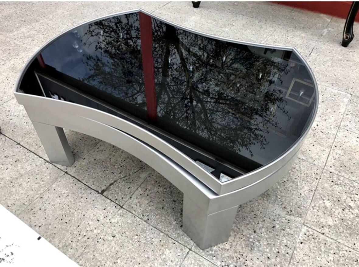 Bengi Döner Orta sehpa OVAL RUS TARZ Model Kayın Retro Ayak  Mdf Tabla Parlak Beyaz füme üst cam El Yapım