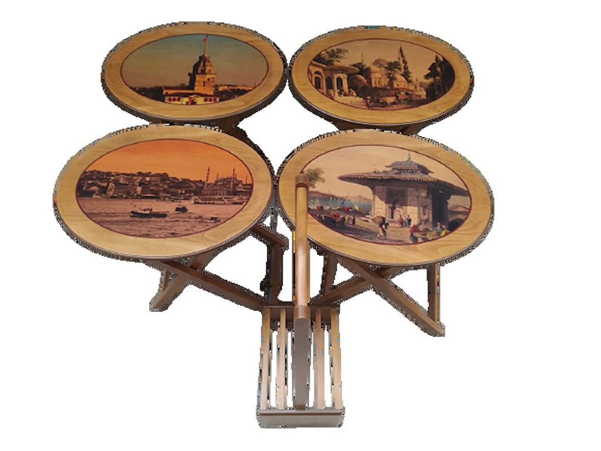 Zigon ÇANTA OVAL RESİMLİ Model Kayın Retro ayak Parlak Ceviz Natüre minumum park Kutu sevk El Yapım