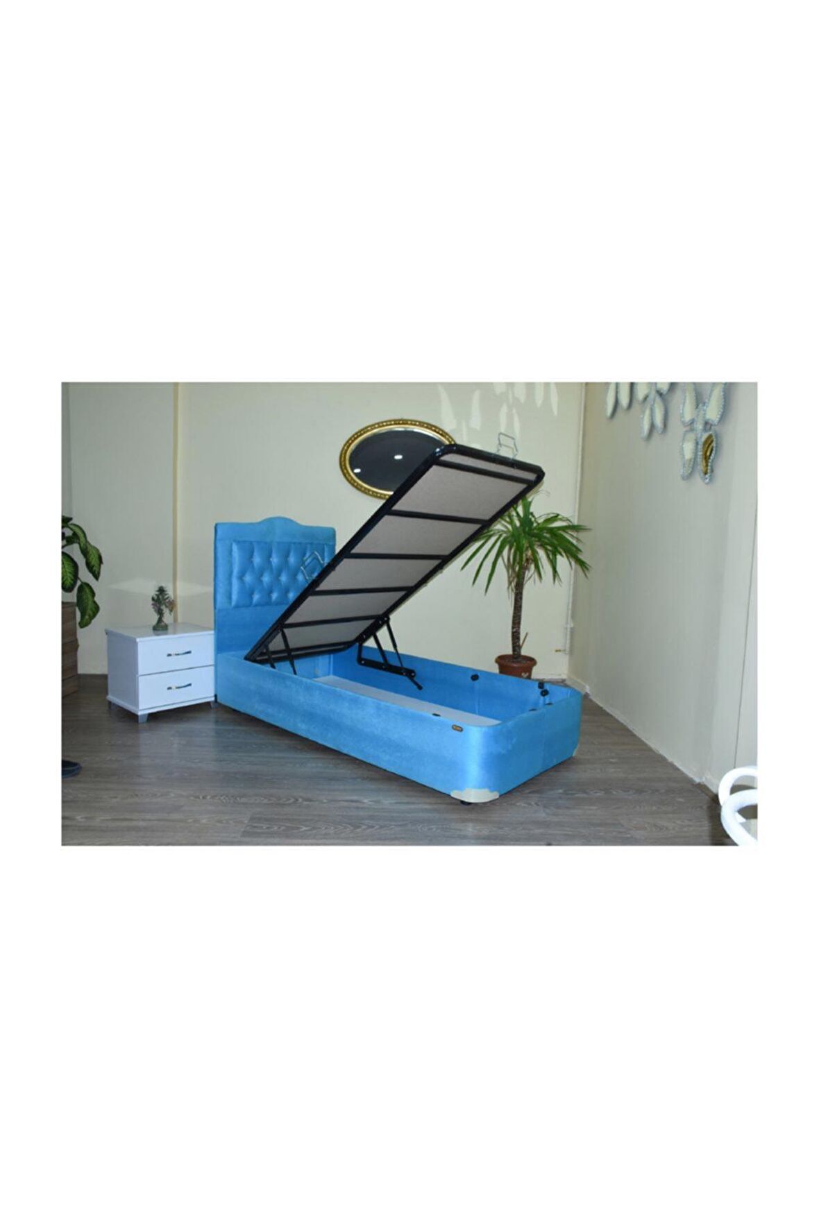 Baza-Başlık 18226 TayTüy Turkuaz Renk Kumaş Metal Çelik Baza 100*200 El Yapım
