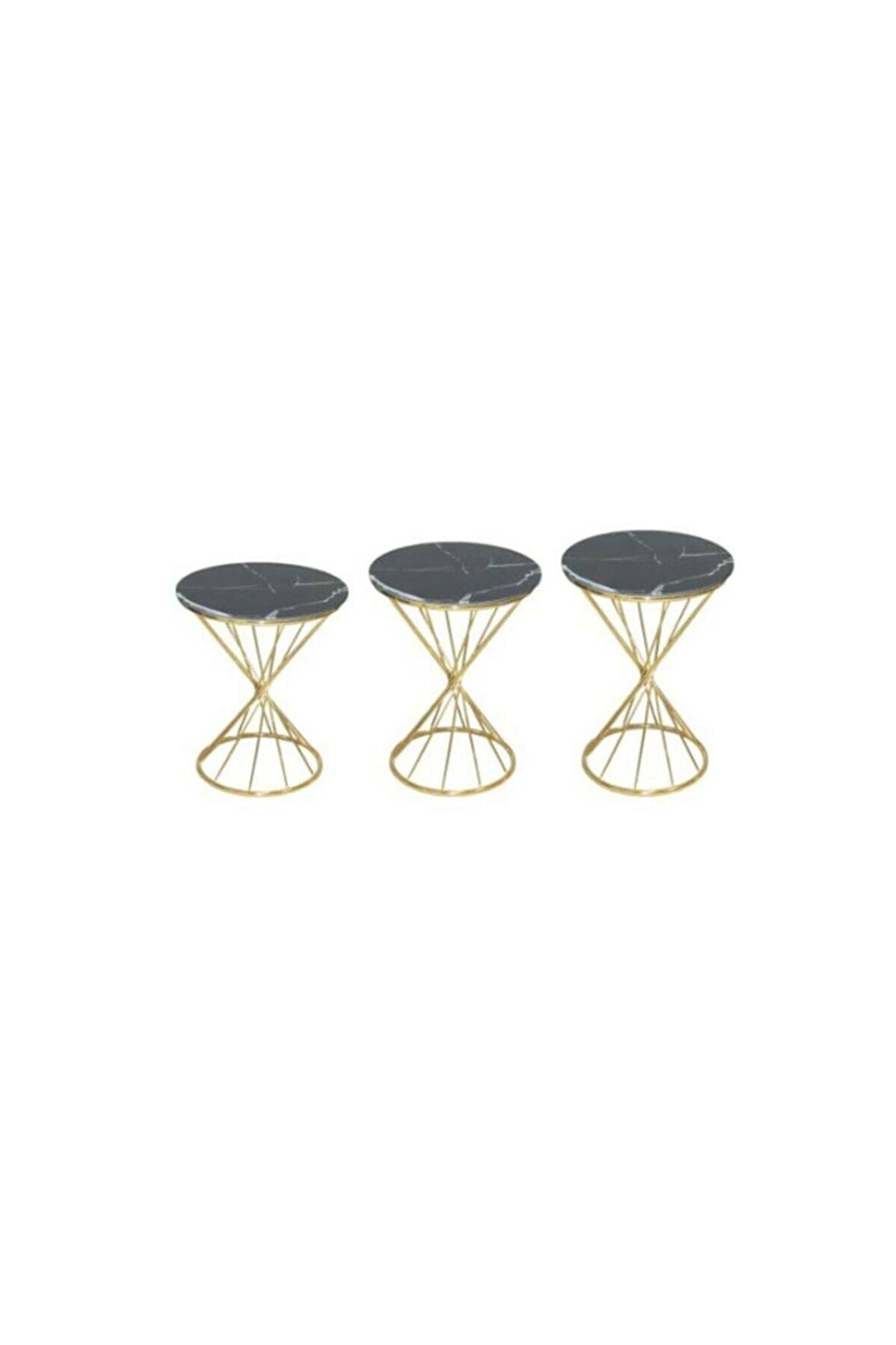 Brc18512 RİVOLİ Zigon Model Metal Gold Renk Siyah mermer temper Tabla Cam El Yapı