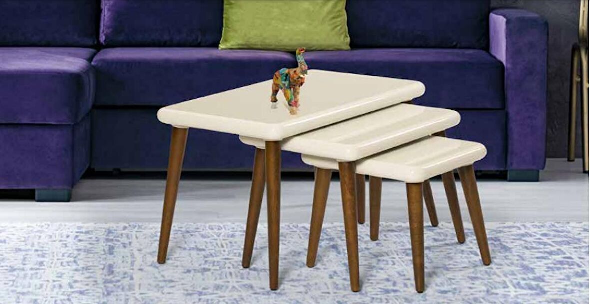 Zigon OSM 18533 Class Model Sehpa Ceviz Krem UYUM Ahşap Kayın torna ayak ELyapım