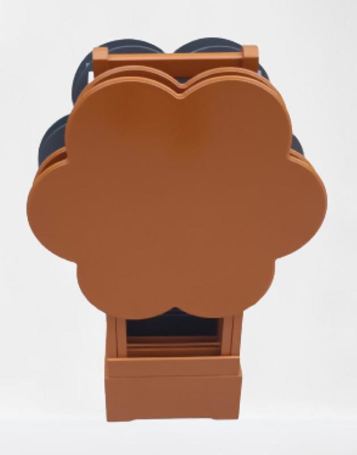 Çanta Zigon Sehpa Papatya Dörtlü Model Ahşap Mdf  Gri ve Hardal Renk Uyumu El Yapımı