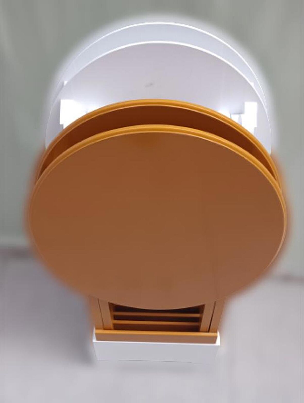 Çanta Zigon Sehpa Oval Model Dörtlü Ahşap Mdf Beyaz ve Hardal  Renk Uyumu El Yapımı 