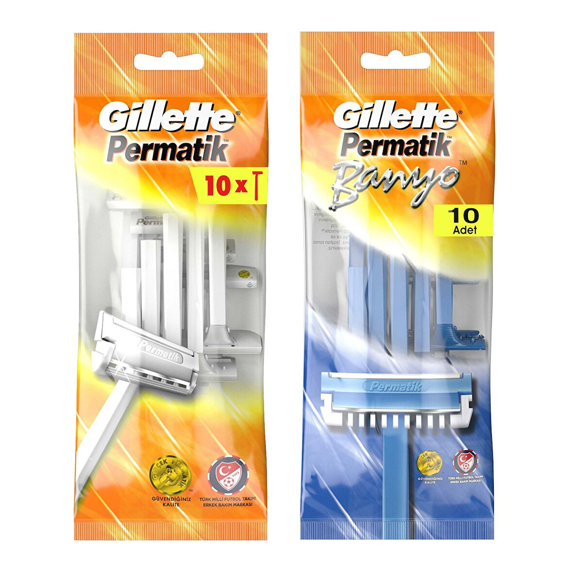 Gillette Permatik Tek Bıçaklı 10 lu + Permatik Banyo 10 lu 