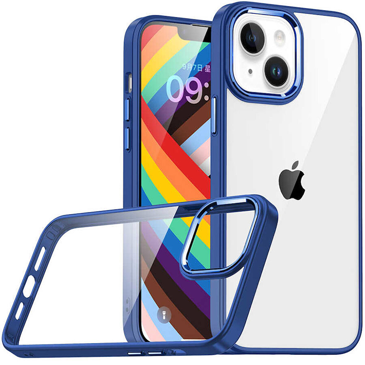 Gpack Apple iPhone 14 Plus Kılıf Flora Sert Silikon Arkası Cam Şeffaf