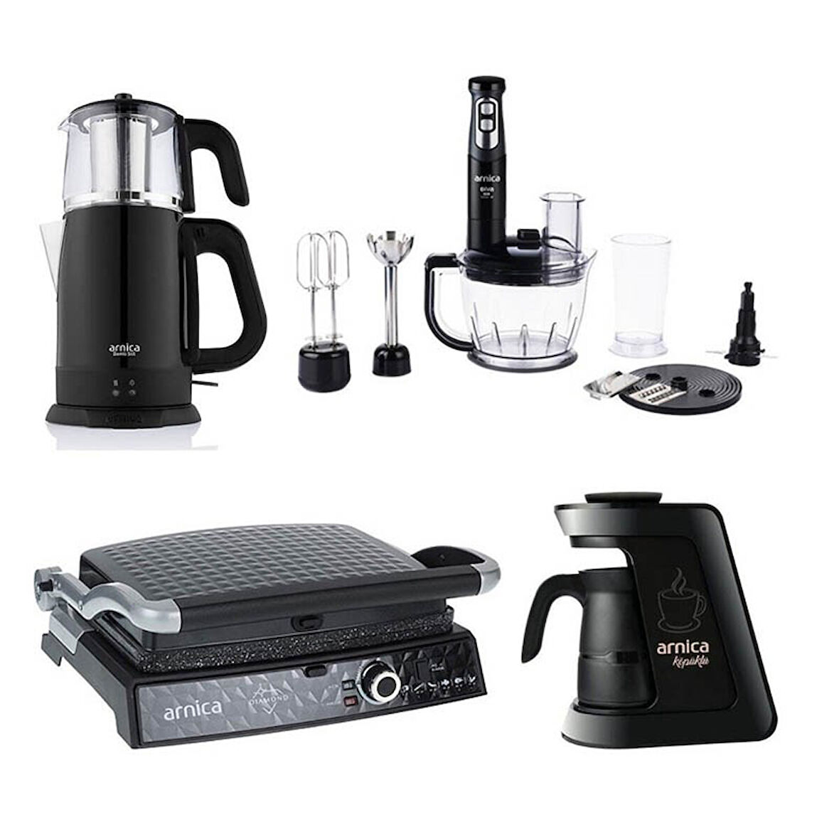 Arnica 4'lü Elektronik Çeyiz Seti St-90010 Siyah