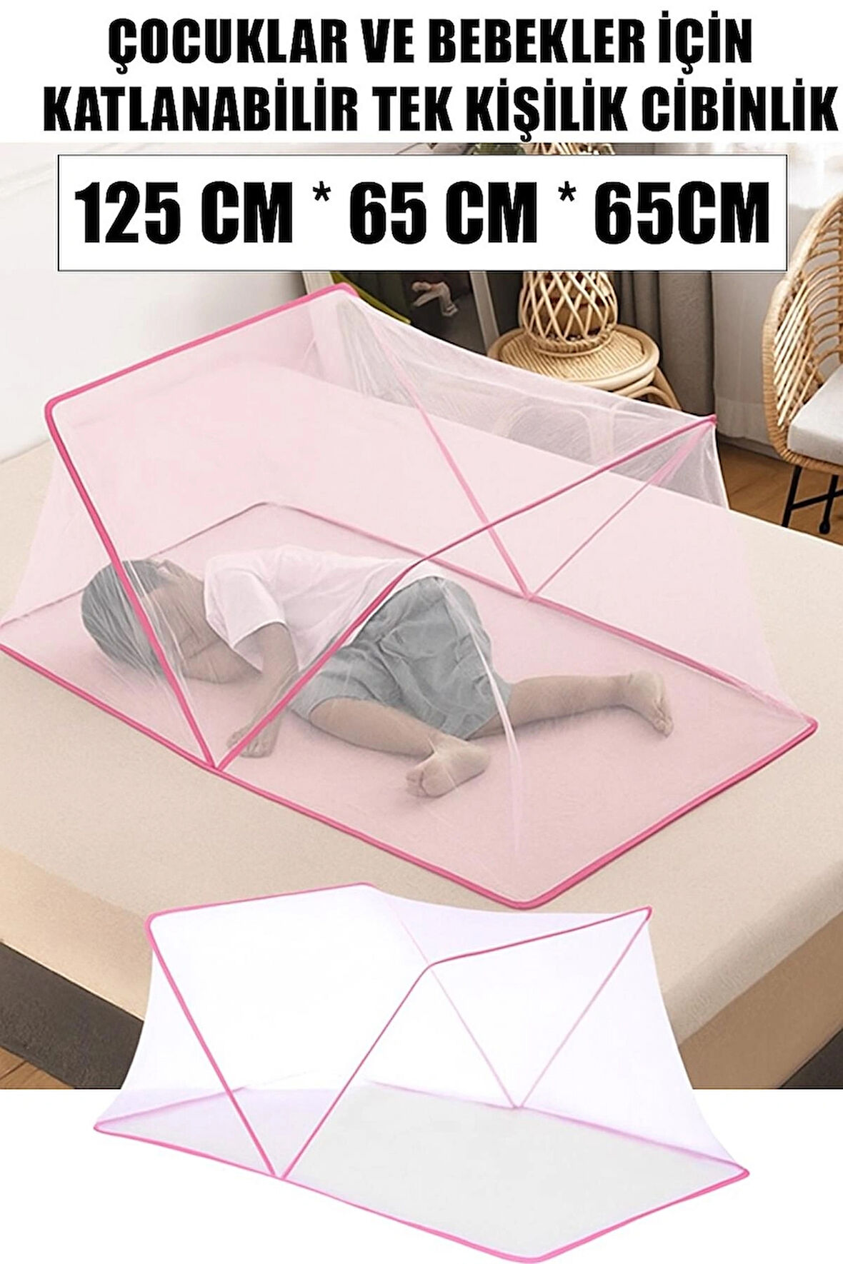 KATLANABİLİR PEMBE ÇOCUK VE BEBEK CİBİNLİK