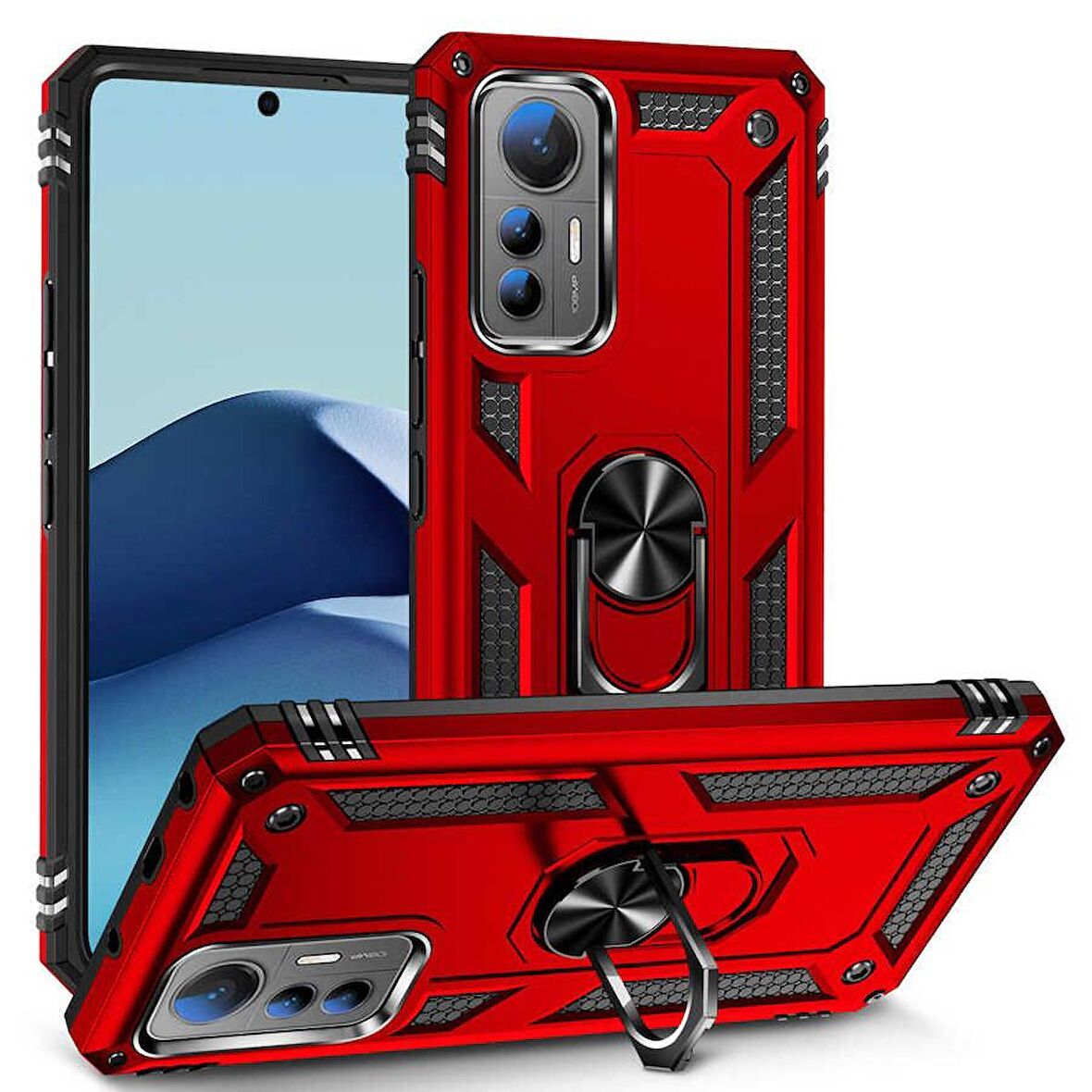 Gpack Xiaomi Mi 12 Lite Kılıf Vega Sert Silikon Tank Standlı Yüzüklü Mıknatıslı