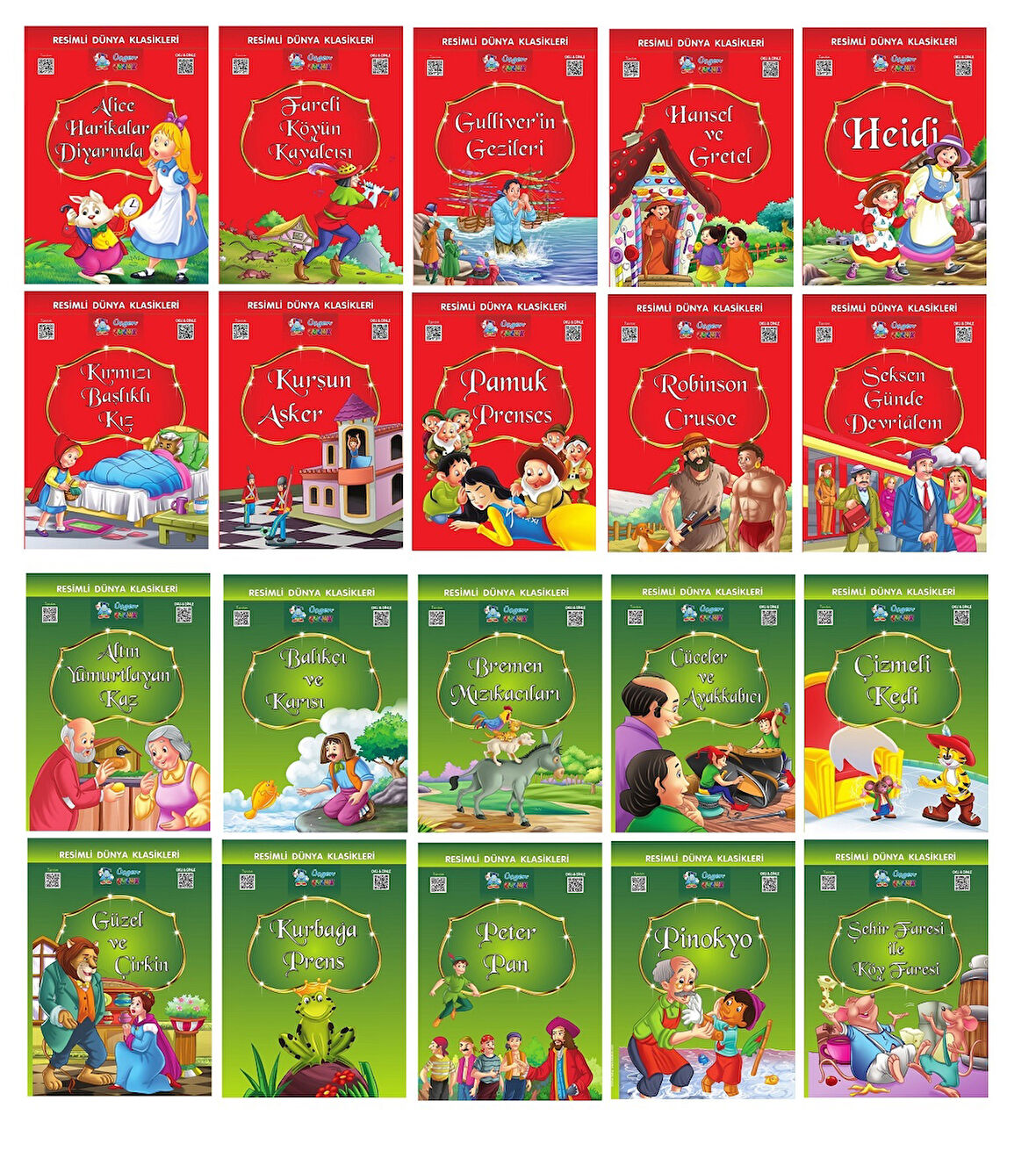 1.ve 2.Sınıflar İçin Resimli Dünya Klasikleri 1-2 (20 Kitap)+ Kitap Okuma Not Defteri