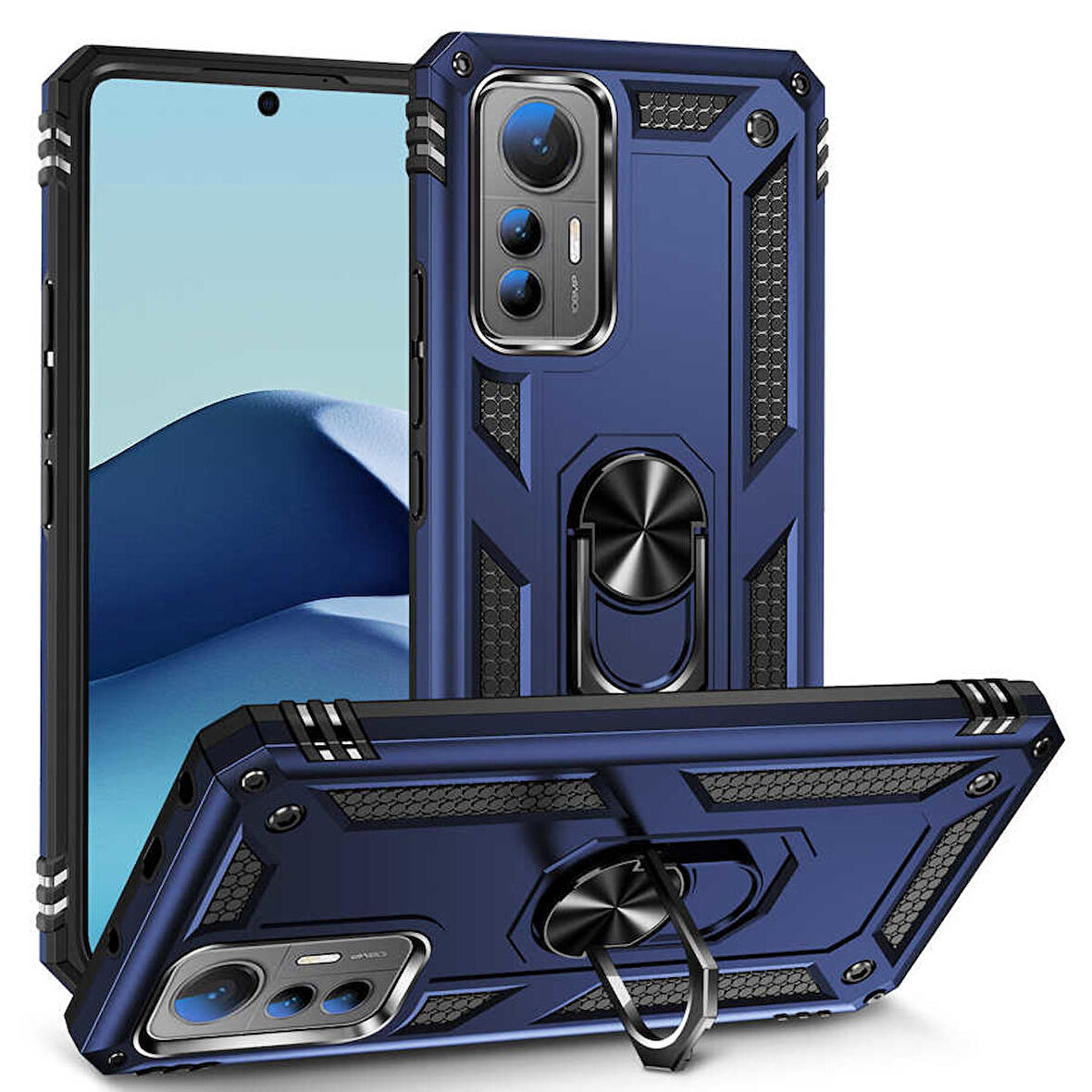 Gpack Xiaomi Mi 12 Lite Kılıf Vega Sert Silikon Tank Standlı Yüzüklü Mıknatıslı