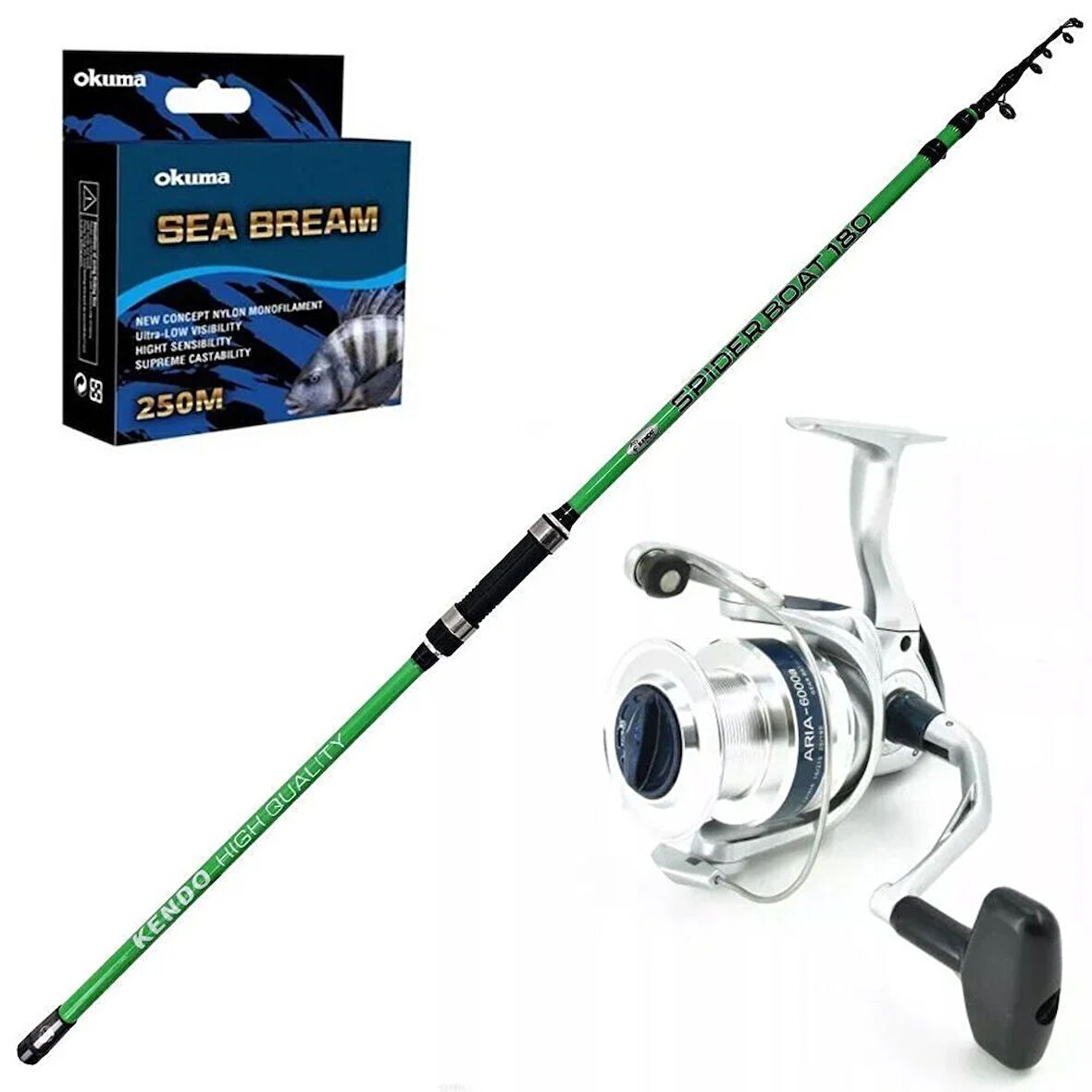Okuma Aria 8000 - Kendo Spider Boat 210cm Teleskopik Olta Seti