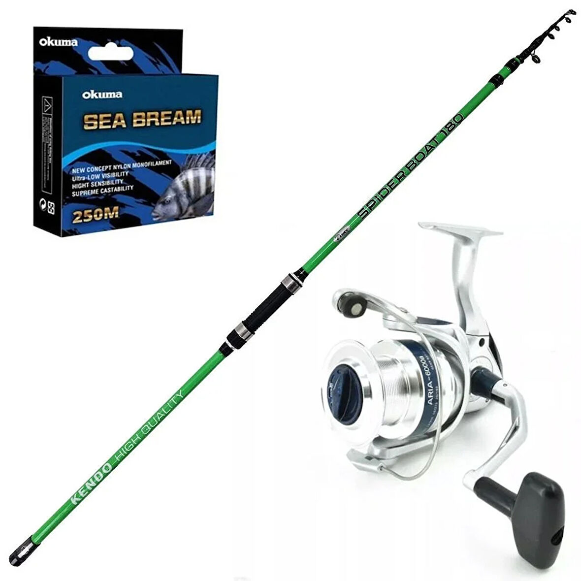Okuma Aria 6000 - Kendo Spider Boat 180cm Teleskopik Olta Seti