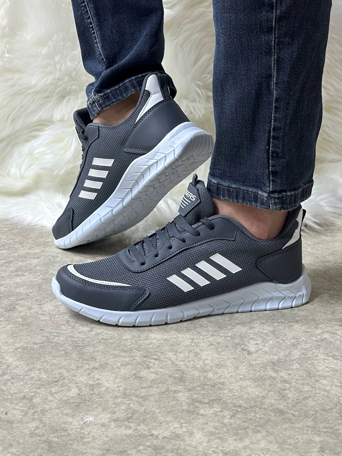 Günlük Erkek Sneaker Fileli Bağcıklı Rahat Esnek Dikiş Detaylı Yürüyüş Spor Ayakkabı 1453