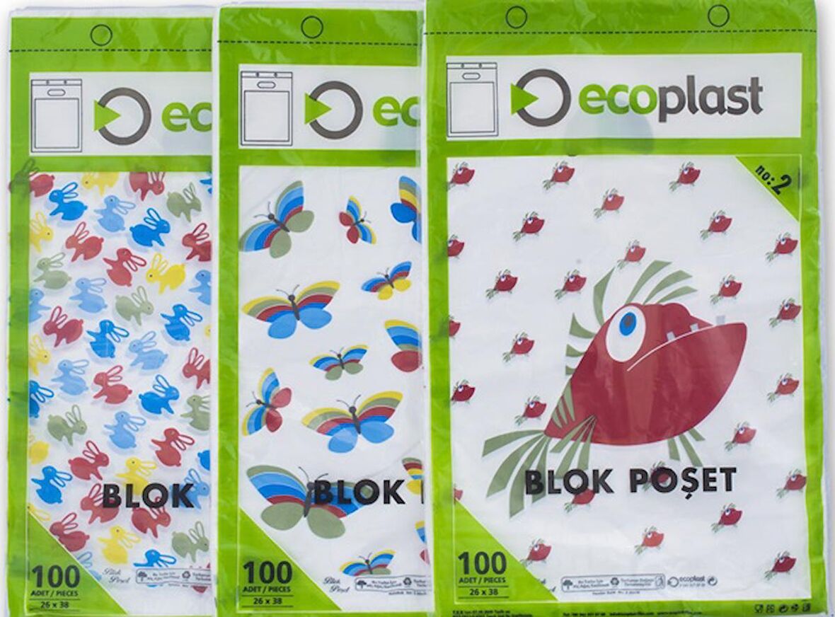 Ecoplast Baskılı Blok Poşet Beyaz 20x30 cm No:0- 500 Adet