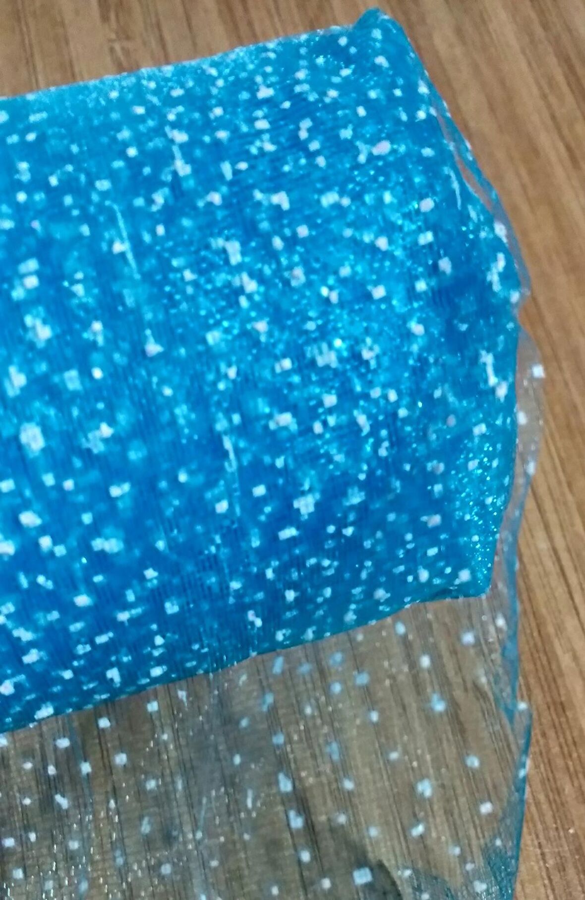 Tül Puantiyeli Mavi 50 cm 8 mt