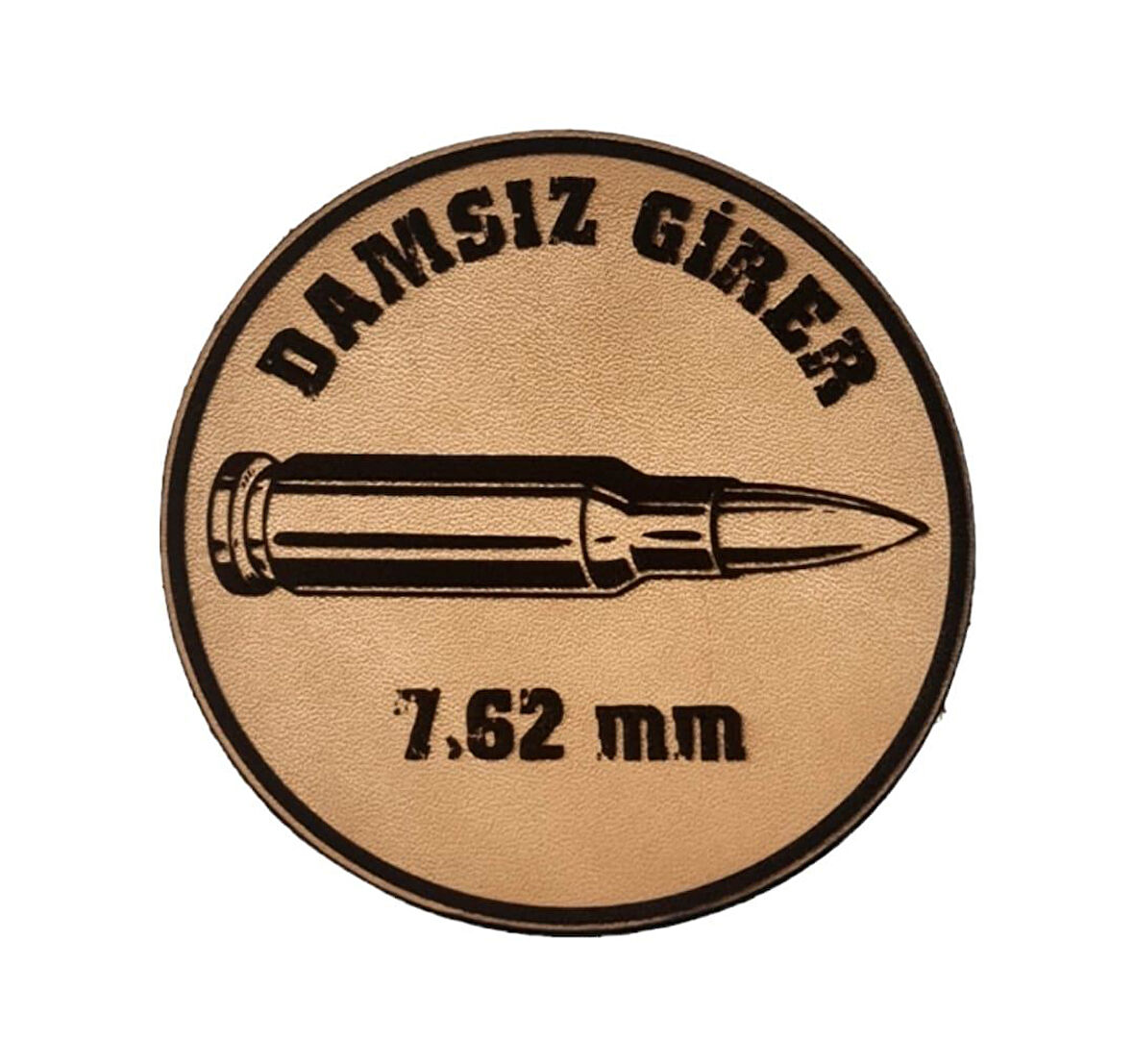 Damsız Girer 7,62 mm  -Yuvarlak  Deri Peç - Arma - Leather Patch