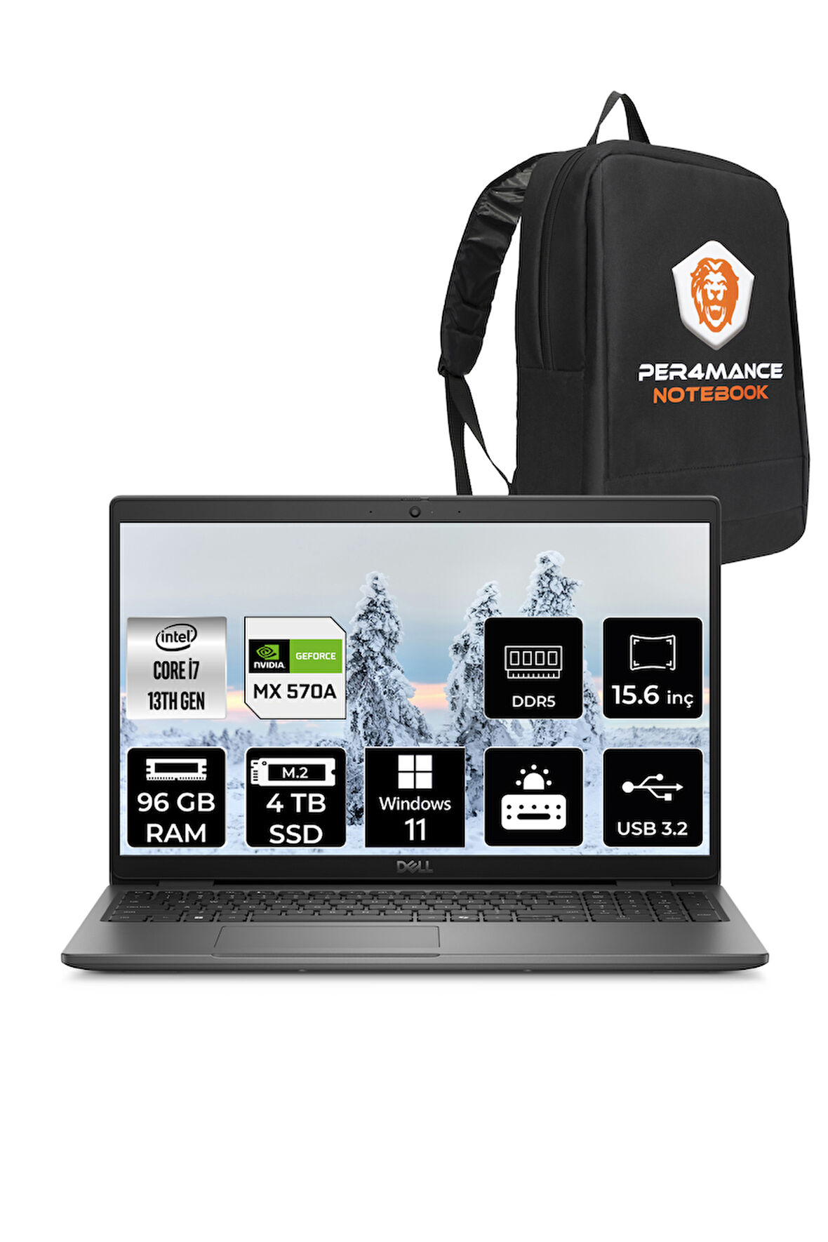 DELL Latitude 3550 i7 1355U 96GB 4TB SSD MX570A/2GB 15.6'' W11P Dizüstü Bilgisayar & PER4 ÇANTA