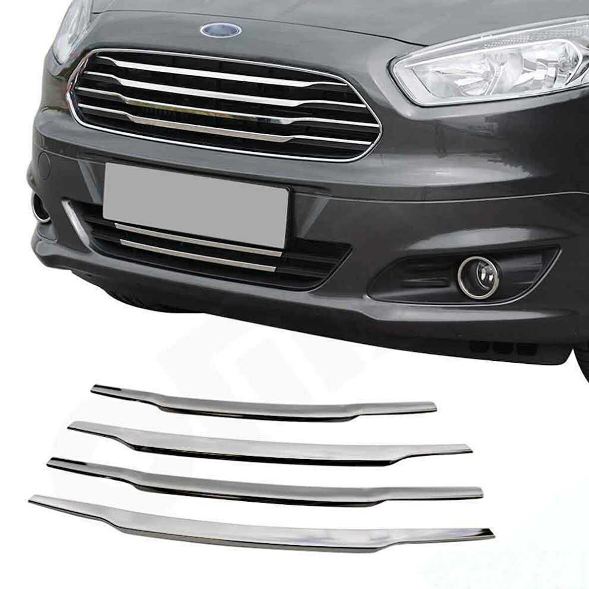 FORD TOURNEO COURİER UYUMLU ÖN PANJUR 4 GENİŞ MODEL PARÇA 2014-2017 PASLANMAZ KROM