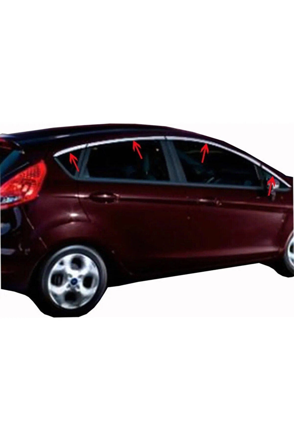 FORD FİESTA HB UYUMLU CAM ÜST ÇITASI 4 PARÇA 2009-2017 PASLANMAZ KROM