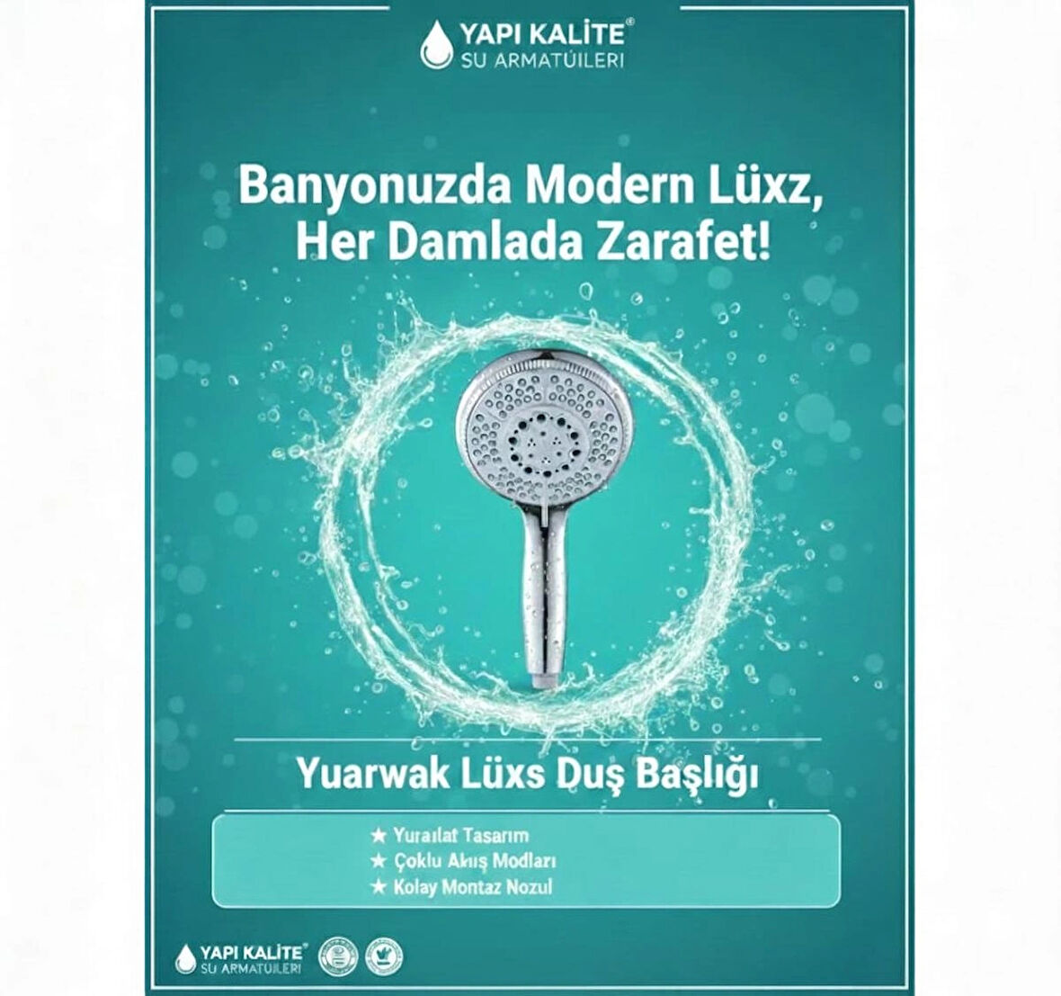 5 Fonksiyonlu Grande Duş Başlığı El Duşu