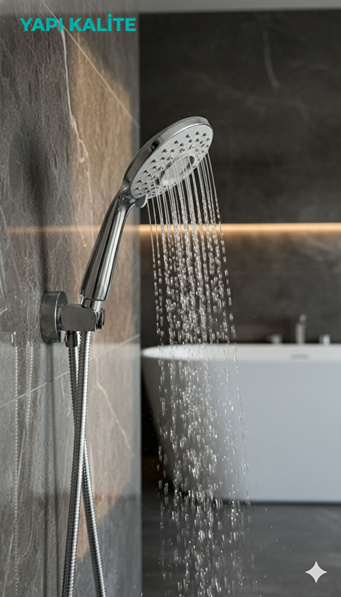 Defne Renk Detayları ve Krom Rengi Gövdesi ve Şık Tasarımı ile Kaliteli 3 Fonksiyonlu El Duşu