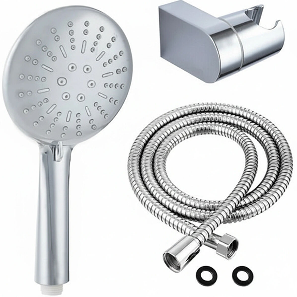 Nirvana 3 Farklı Püskürtmeli Masaj Etkili - Dayanıklı Paslanmaz El Duşu Seti