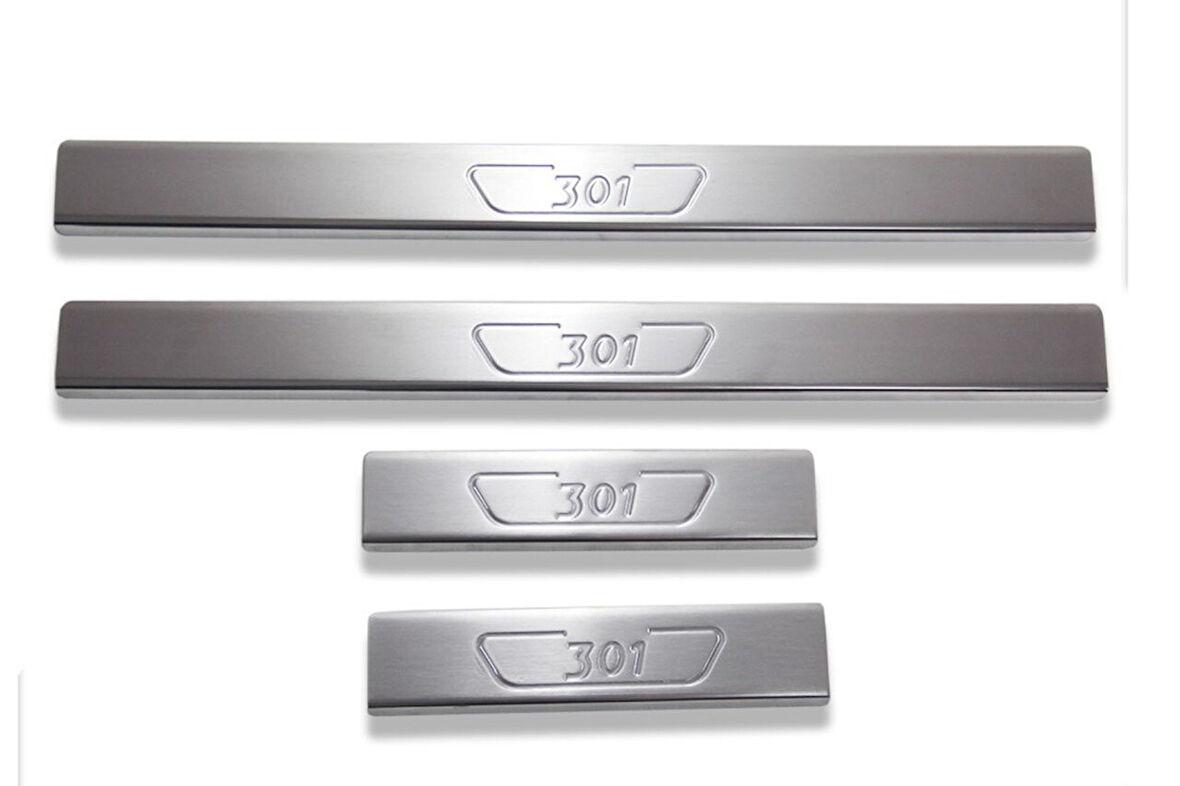 PEUGEOT 301 SEDAN UYUMLU KAPI EŞİĞİ 4 PARÇA 2012 ve ÜZERİ PASLANMAZ KROM