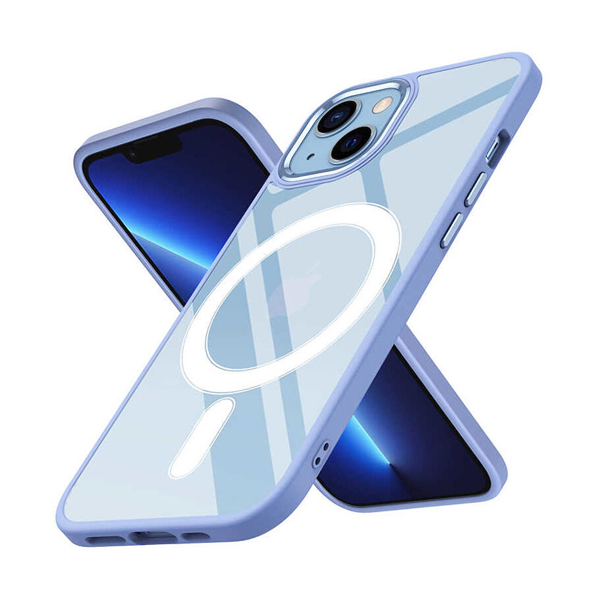 Smcase iPhone 14 Plus Kılıf Manyetik Wiriless Destekli Krom Silikon