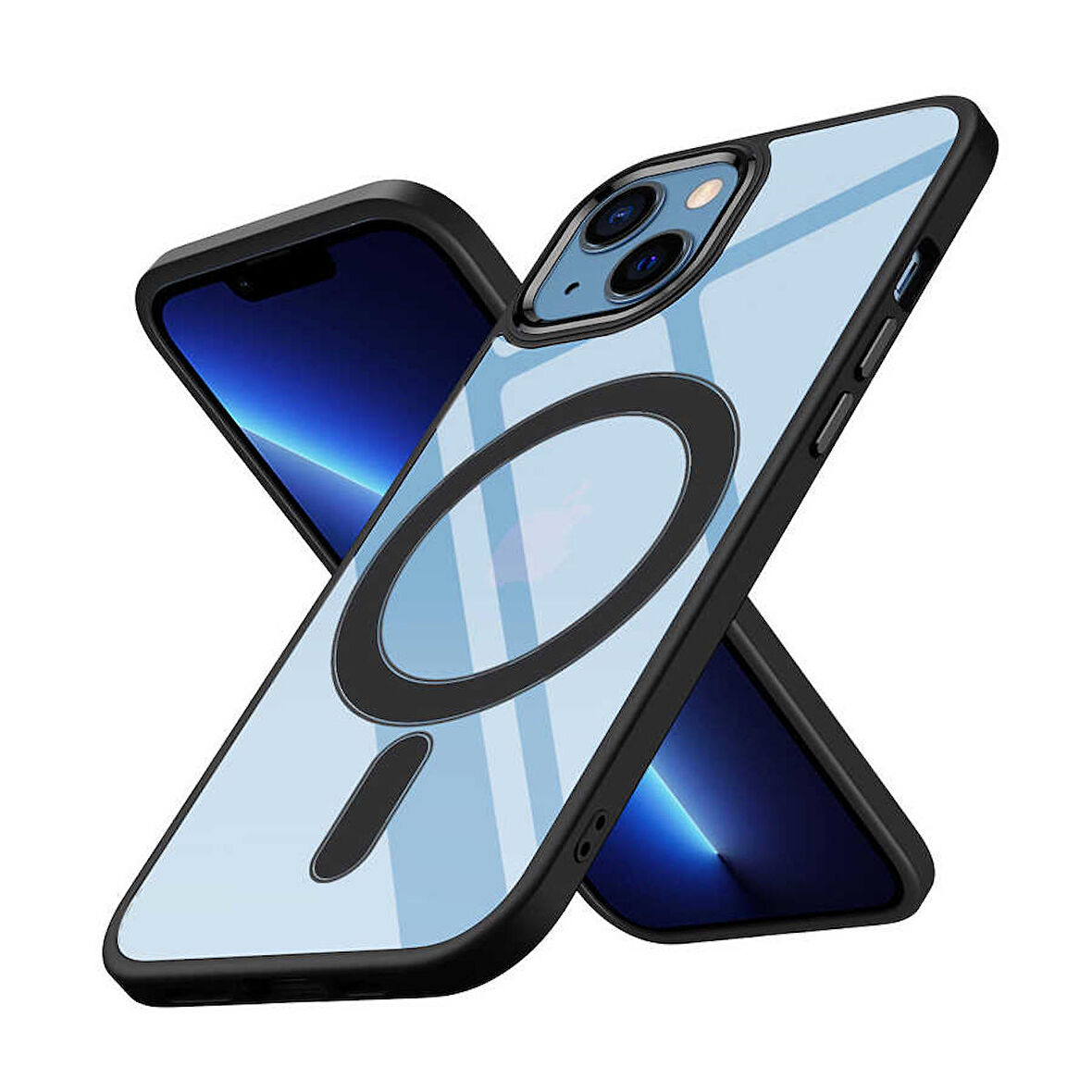 Smcase iPhone 14 Kılıf Manyetik Wiriless Destekli Krom Silikon