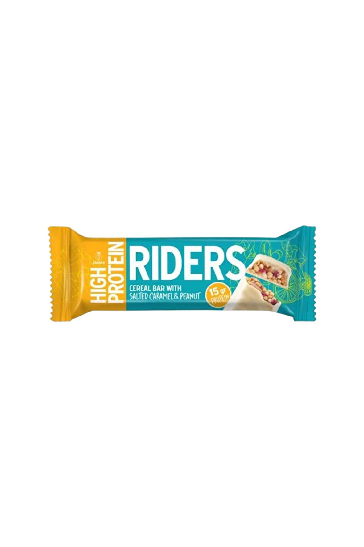 Riders Karamelli Fındıklı Yüksek Protein Bar 40 g x 24 | Enerji ve Protein Desteği