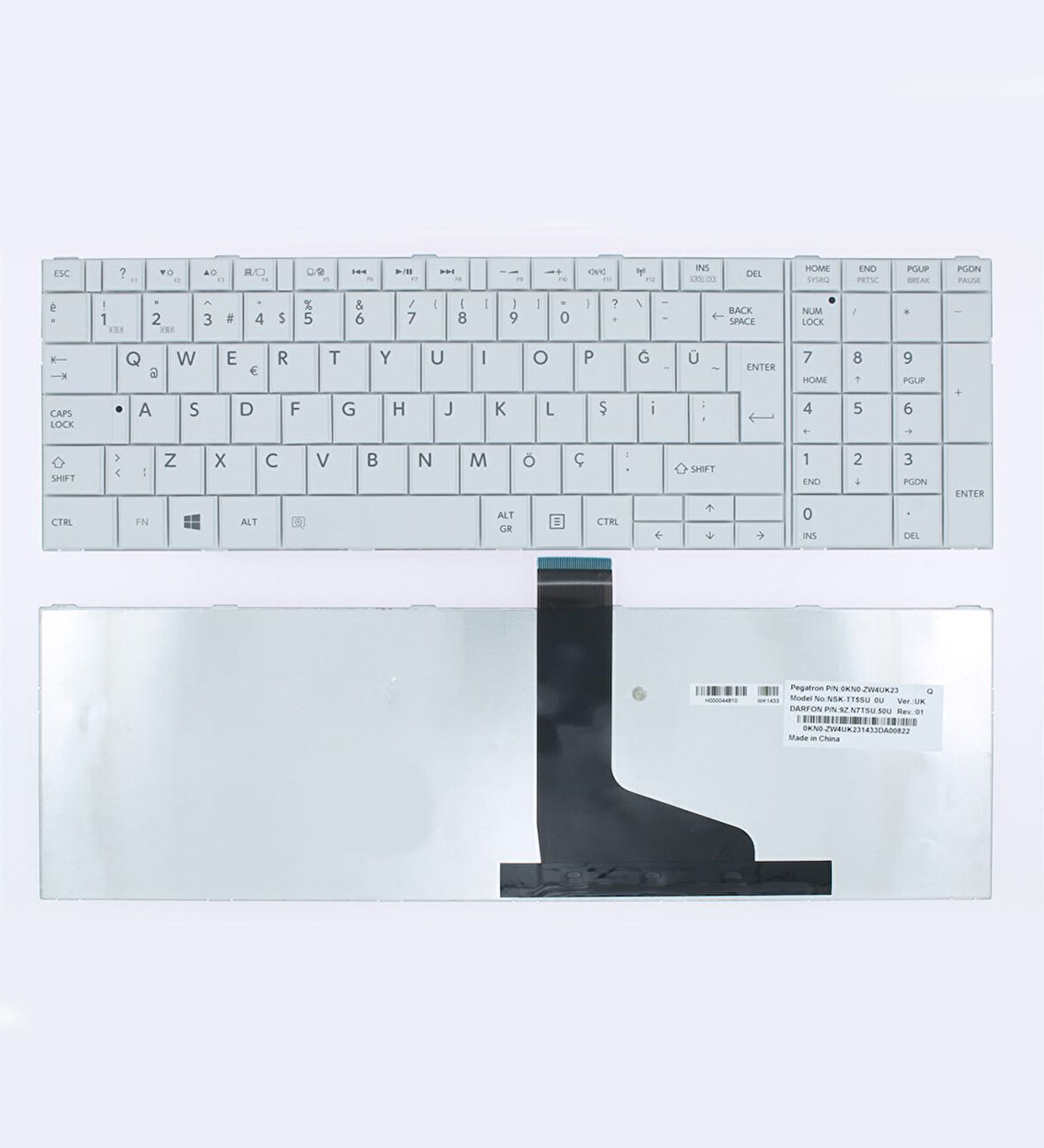 Toshiba Satellite Pro C850-15T Klavye Türkçe Beyaz