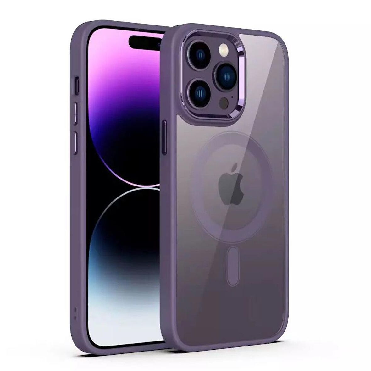 Smcase iPhone 14 Pro Kılıf Manyetik Wiriless Destekli Krom Slim Silikon
