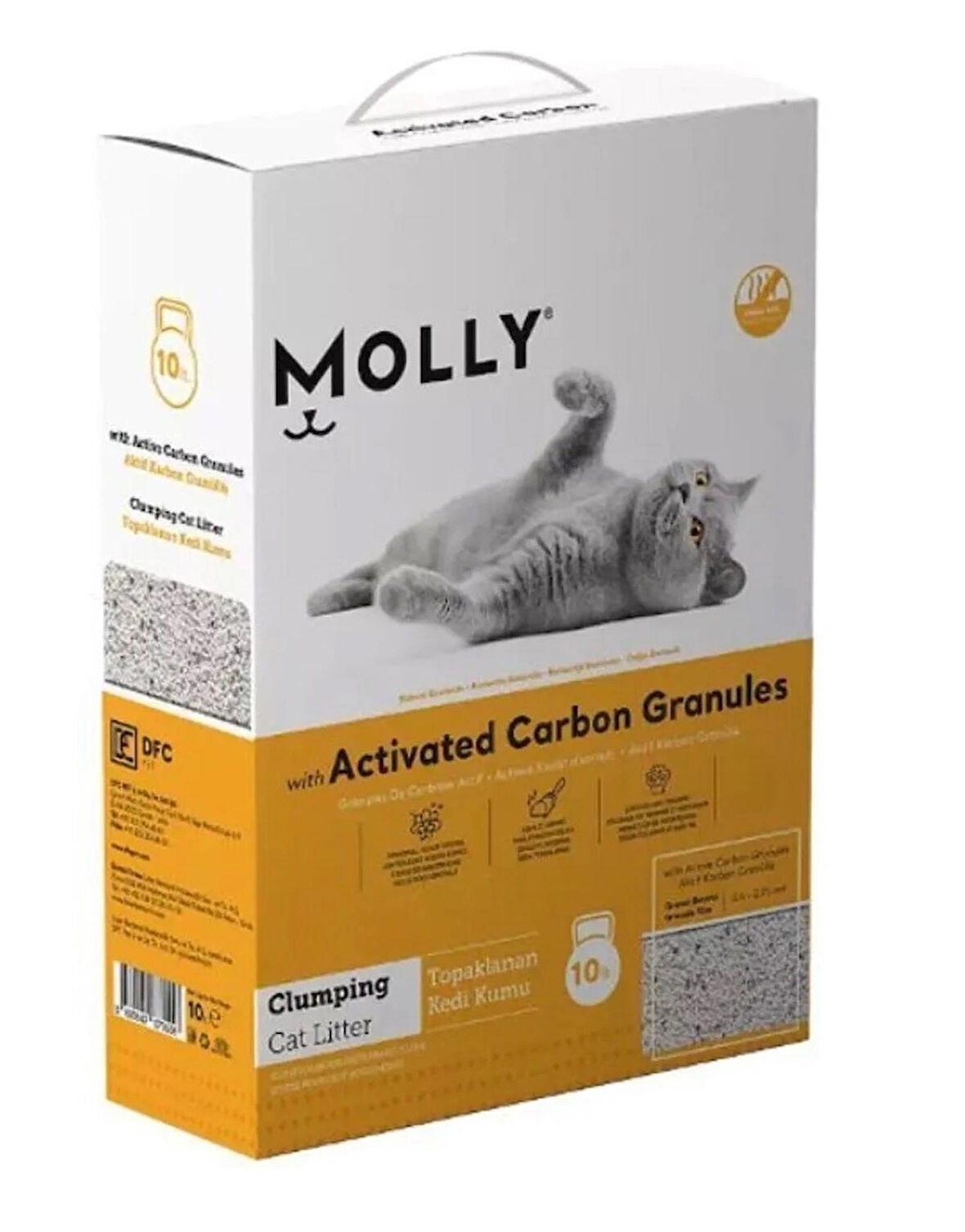 Molly Aktif Karbonlu Granüllü Topaklanan Kedi Kumu 10 Lt.