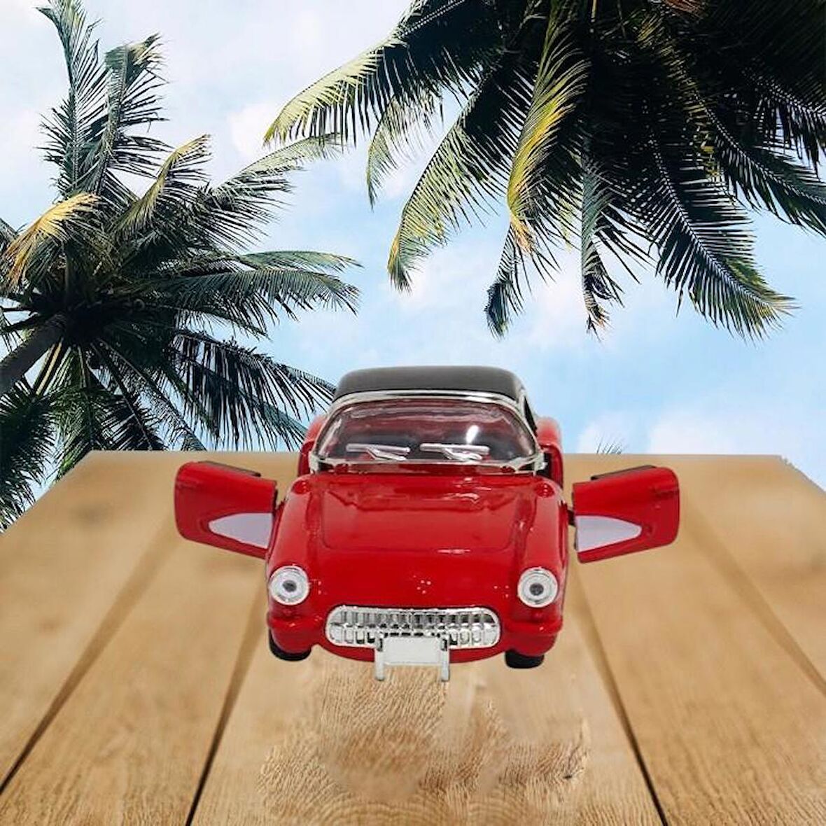 Nostaljik Metal Çek Bırak Araba Kırmızı Kapılar Açılır ( 1/36 Ölçek ) Mod:2