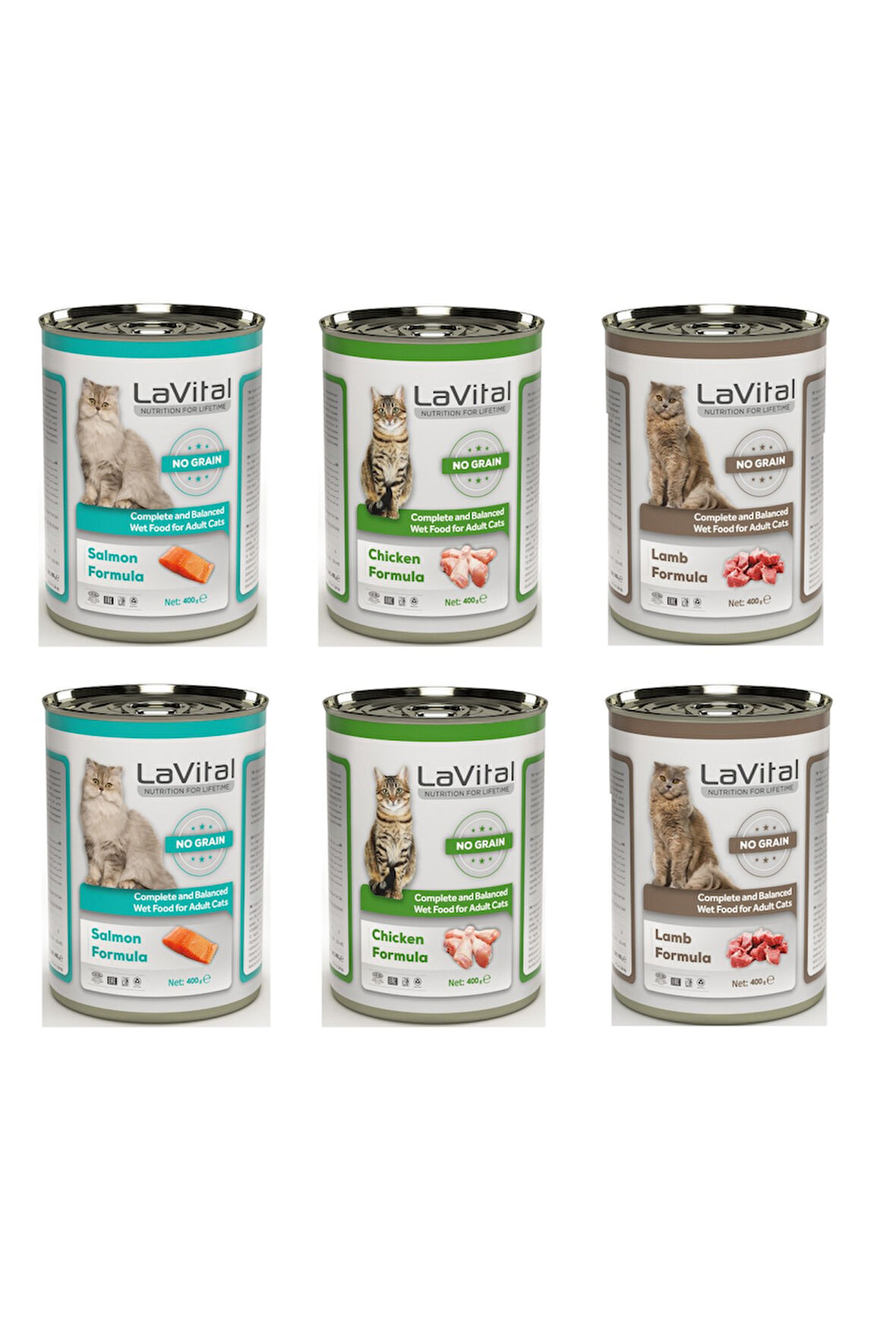 LaVital Tahılsız 3 Çeşit Karma Kedi Konservesi 400 Gr. X 6 Adet