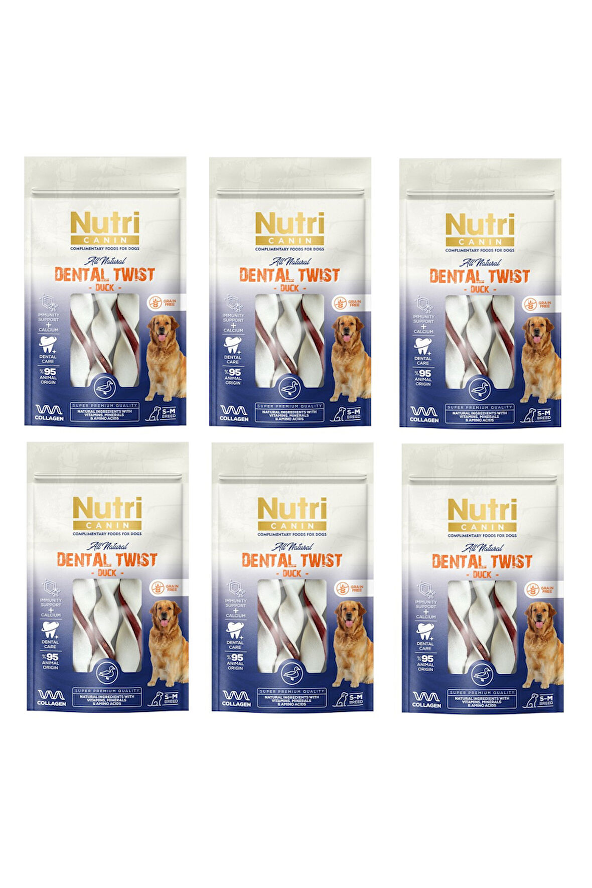 Nutri Canin Dental Twist Ördekli S-M Irk İçin Köpek Ödülü 80 Gr. X 6 Adet