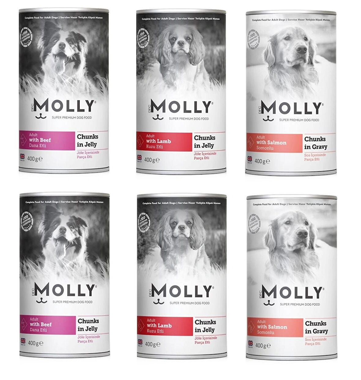 Molly 3 Çeşit Karma Köpek Konservesi 400 Gr X 6 Adet