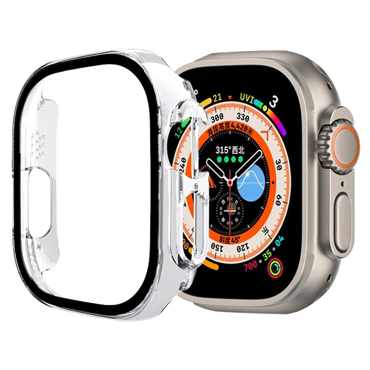 Smcase Apple Watch Ultra 49mm Uyumlu Tam Kapatan Gard Ekran Koruyucu